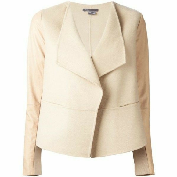 VINCE | Wool Jacket with Leather Sleeves - Picture 16 of 16